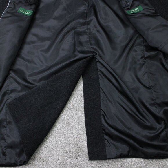 LAUREN Ralph Lauren Peacoat Mens 44R Black Wool Cashmere Blend Overcoat Lined - Picture 8 of 16